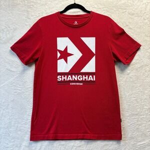 Converse Shanghai Graphic T-Shirt Men Sz Medium Red Crew Neck Short Sleeve